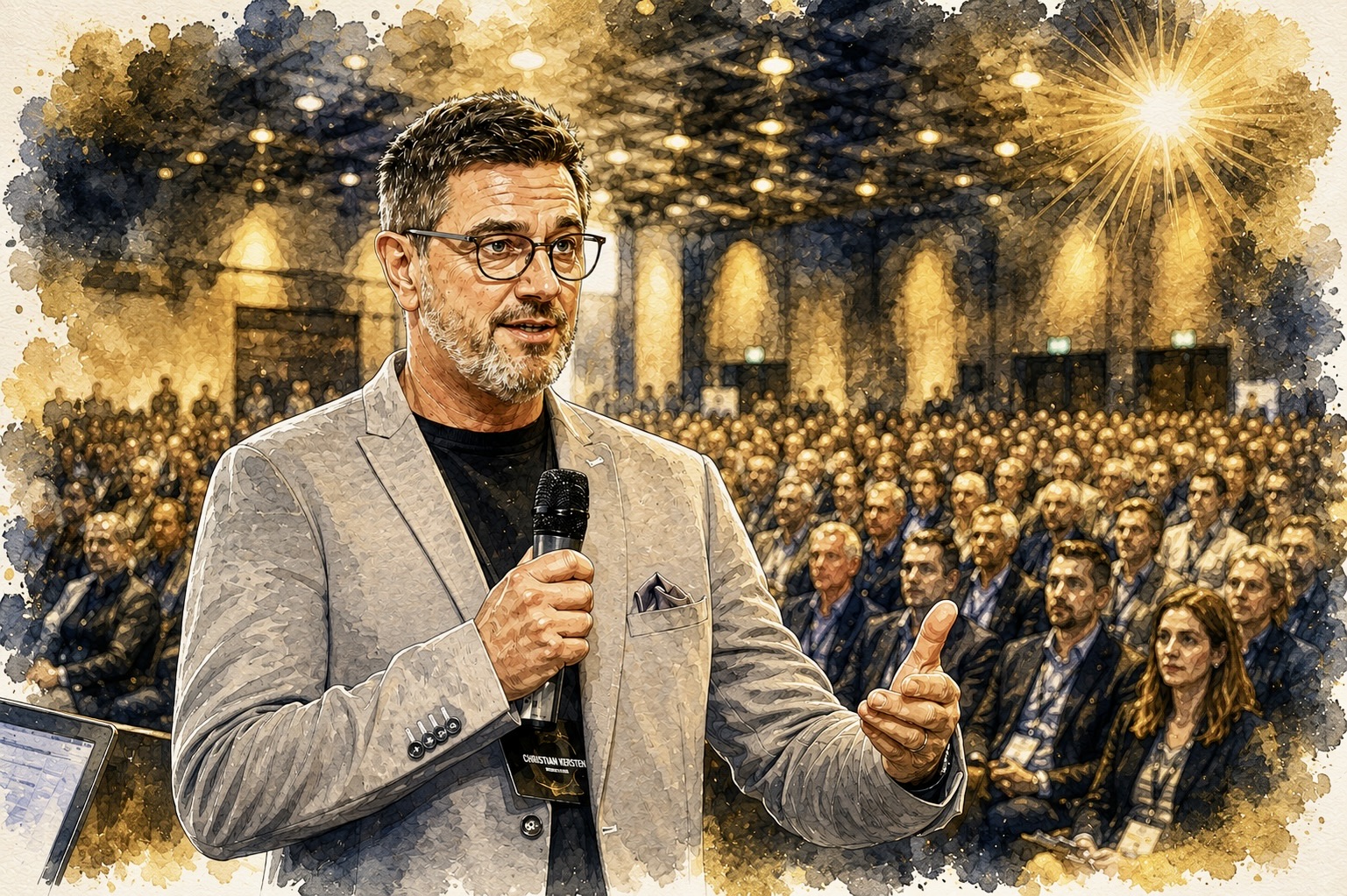 Christian K. als Speaker vor einem Publikum